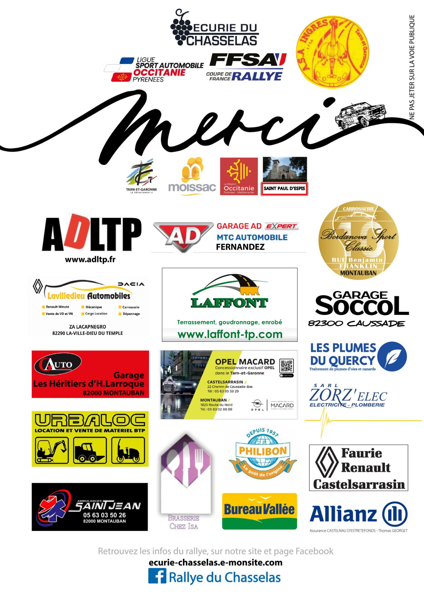 Merci sponsors rallye chasselas 2024